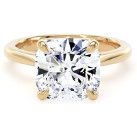 18ct Yellow Gold 5.00cttw Cushion Cut Lab Grown Diamond Solitaire Engagement Ring - Ring Size H