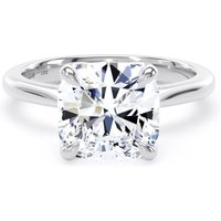 18ct White Gold 4.00cttw Cushion Cut Lab Grown Diamond Solitaire Engagement Ring - Ring Size O.5