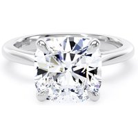 18ct White Gold 5.00cttw Cushion Cut Lab Grown Diamond Solitaire Engagement Ring - Ring Size H.5