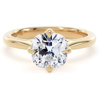 18ct Yellow Gold Compass Set 2.00cttw Cushion Cut Lab Grown Diamond Solitaire Engagement Ring - Ring Size P