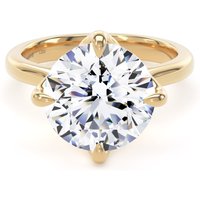 18ct Yellow Gold Compass Set 5.00cttw Cushion Cut Lab Grown Diamond Solitaire Engagement Ring - Ring Size Y.5