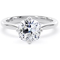 18ct White Gold Compass Set 2.00cttw Cushion Cut Lab Grown Diamond Solitaire Engagement Ring - Ring Size L
