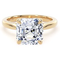 18ct Yellow Gold 4.00cttw Asscher Cut Lab Grown Diamond Solitaire Engagement Ring - Ring Size W.5