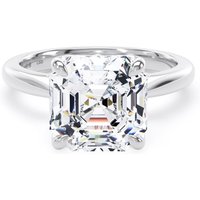 18ct White Gold 5.00cttw Asscher Cut Lab Grown Diamond Solitaire Engagement Ring - Ring Size R.5