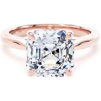 18ct Rose Gold 4.00cttw Asscher Cut Lab Grown Diamond Solitaire Engagement Ring - Ring Size S