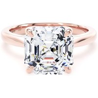 18ct Rose Gold 5.00cttw Asscher Cut Lab Grown Diamond Solitaire Engagement Ring - Ring Size K