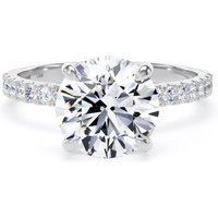 Platinum 2.70cttw Round Lab Grown Diamond Set Shoulder Solitaire Engagement Ring - Ring Size Q