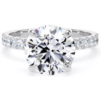 Platinum 3.25cttw Round Lab Grown Diamond Set Shoulder Solitaire Engagement Ring - Ring Size S.5