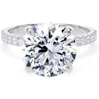 Platinum 4.25cttw Round Lab Grown Diamond Set Shoulder Solitaire Engagement Ring - Ring Size R.5