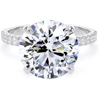 Platinum 5.25cttw Round Lab Grown Diamond Set Shoulder Solitaire Engagement Ring - Ring Size K