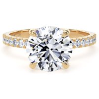 18ct Yellow Gold 2.70cttw Round Lab Grown Diamond Set Shoulder Solitaire Engagement Ring - Ring Size P.5