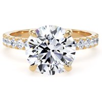 18ct Yellow Gold 3.25cttw Round Lab Grown Diamond Set Shoulder Solitaire Engagement Ring - Ring Size K
