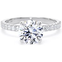18ct White Gold Round 1.70cttw Lab Grown Diamond Set Shoulder Solitaire Engagement Ring - Ring Size T.5