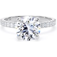 18ct White Gold 2.20cttw Round Lab Grown Diamond Set Shoulder Solitaire Engagement Ring - Ring Size Q.5