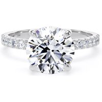 18ct White Gold 2.70cttw Round Lab Grown Diamond Set Shoulder Solitaire Engagement Ring - Ring Size L