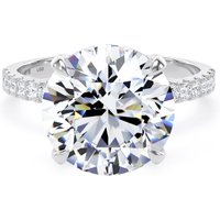 18ct White Gold 5.25cttw Round Lab Grown Diamond Set Shoulder Solitaire Engagement Ring - Ring Size Q