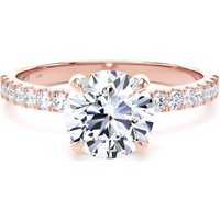 18ct Rose Gold Round 1.70cttw Lab Grown Diamond Set Shoulder Solitaire Engagement Ring - Ring Size I