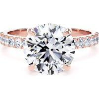 18ct Rose Gold 3.25cttw Round Lab Grown Diamond Set Shoulder Solitaire Engagement Ring - Ring Size S