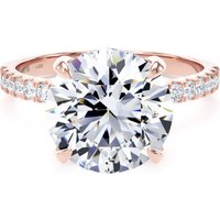 18ct Rose Gold 4.25cttw Round Lab Grown Diamond Set Shoulder Solitaire Engagement Ring - Ring Size P