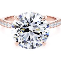 18ct Rose Gold 5.25cttw Round Lab Grown Diamond Set Shoulder Solitaire Engagement Ring - Ring Size Z