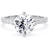Platinum Compass Set 2.20cttw Round Lab Grown Diamond Set Shoulder Solitaire Engagement Ring - Ring Size Y