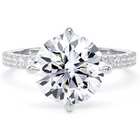 Platinum Compass Set 3.25cttw Round Lab Grown Diamond Set Shoulder Solitaire Engagement Ring - Ring Size S