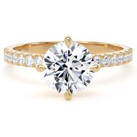 18ct Yellow Gold Compass Set 1.70cttw Round Lab Grown Diamond Set Shoulder Solitaire Engagement Ring - Ring Size R