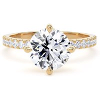 18ct Yellow Gold Compass Set 2.20cttw Round Lab Grown Diamond Set Shoulder Solitaire Engagement Ring - Ring Size O
