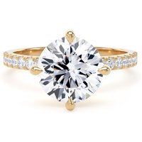 18ct Yellow Gold Compass Set 2.70cttw Round Lab Grown Diamond Set Shoulder Solitaire Engagement Ring - Ring Size O