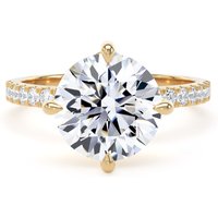 18ct Yellow Gold Compass Set 3.25cttw Round Lab Grown Diamond Set Shoulder Solitaire Engagement Ring - Ring Size X.5