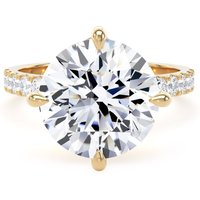 18ct Yellow Gold Compass Set 5.25cttw Round Lab Grown Diamond Set Shoulder Solitaire Engagement Ring - Ring Size I.5