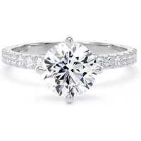 18ct White Gold Compass Set 1.70cttw Round Lab Grown Diamond Set Shoulder Solitaire Engagement Ring - Ring Size Q