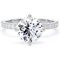 18ct White Gold Compass Set 2.20cttw Round Lab Grown Diamond Set Shoulder Solitaire Engagement Ring - Ring Size P.5