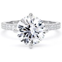 18ct White Gold Compass Set 2.70cttw Round Lab Grown Diamond Set Shoulder Solitaire Engagement Ring - Ring Size J