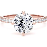 18ct Rose Gold Compass Set 2.20cttw Round Lab Grown Diamond Set Shoulder Solitaire Engagement Ring - Ring Size K.5