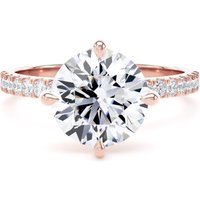 18ct Rose Gold Compass Set 2.70cttw Round Lab Grown Diamond Set Shoulder Solitaire Engagement Ring - Ring Size S.5