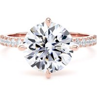 18ct Rose Gold Compass Set 3.25cttw Round Lab Grown Diamond Set Shoulder Solitaire Engagement Ring - Ring Size Z