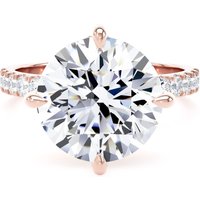 18ct Rose Gold Compass Set 5.25cttw Round Lab Grown Diamond Set Shoulder Solitaire Engagement Ring - Ring Size Z