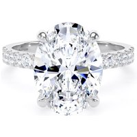 Platinum 4.25cttw Oval Lab Grown Diamond Set Shoulder Solitaire Engagement Ring - Ring Size U.5
