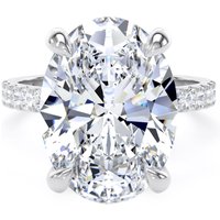 Platinum 7.25cttw Oval Lab Grown Diamond Set Shoulder Solitaire Engagement Ring - Ring Size O