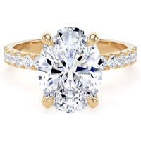 18ct Yellow Gold 3.25cttw Oval Lab Grown Diamond Set Shoulder Solitaire Engagement Ring - Ring Size U