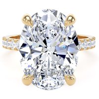 18ct Yellow Gold 7.25cttw Oval Lab Grown Diamond Set Shoulder Solitaire Engagement Ring - Ring Size S.5