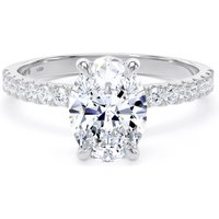 18ct White Gold 1.70cttw Oval Lab Grown Diamond Set Shoulder Solitaire Engagement Ring - Ring Size M