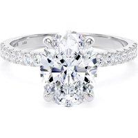 18ct White Gold 2.20cttw Oval Lab Grown Diamond Set Shoulder Solitaire Engagement Ring - Ring Size Q