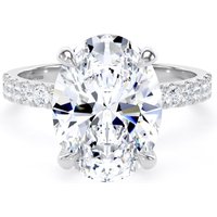 18ct White Gold 4.25cttw Oval Lab Grown Diamond Set Shoulder Solitaire Engagement Ring - Ring Size V.5