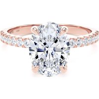 18ct Rose Gold 2.20cttw Oval Lab Grown Diamond Set Shoulder Solitaire Engagement Ring - Ring Size K