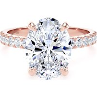 18ct Rose Gold 3.25cttw Oval Lab Grown Diamond Set Shoulder Solitaire Engagement Ring - Ring Size W