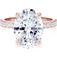 18ct Rose Gold 4.25cttw Oval Lab Grown Diamond Set Shoulder Solitaire Engagement Ring - Ring Size R