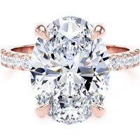 18ct Rose Gold 5.25cttw Oval Lab Grown Diamond Set Shoulder Solitaire Engagement Ring - Ring Size S.5