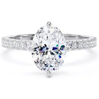 Platinum Compass Set 1.70cttw Oval Lab Grown Diamond Set Shoulder Solitaire Engagement Ring - Ring Size G